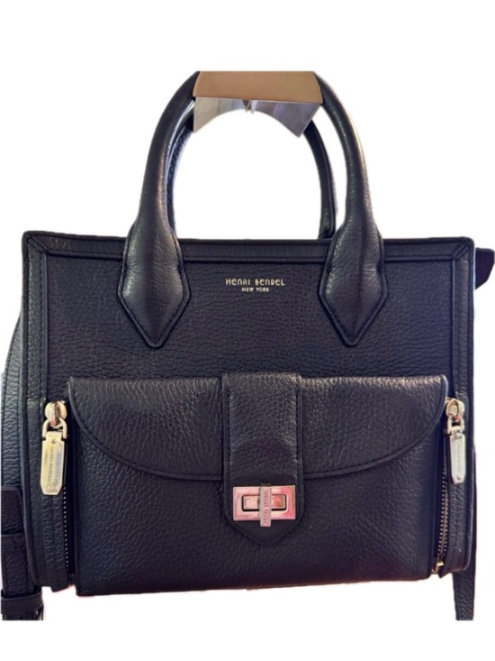 henri bendel Handbags - Henri Bendel Rivington Black Pebbled Leather Convertible Satchel 2-In-1 - GUC